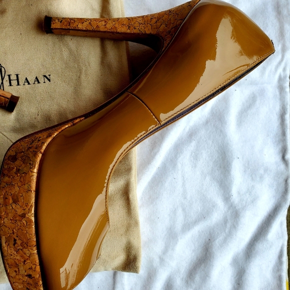 Cole Haan Cork Wedge High Heels (Tan) Nike Air - Picture 4 of 5
